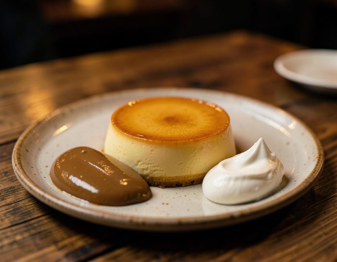 Flan casero con dulce de leche y crema